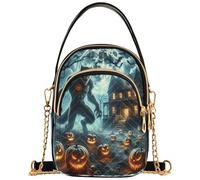 Spooky Halloween Werewolf Borsa a tracolla da donna trapuntata con catena tracolla per cellulare borsa a tracolla carino borsa a tracolla con cerniera, 15 x 8 x 21 cm