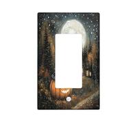 Spooky Halloween Witch Copertura decorativa interruttore della luce piastra da parete 1 banda singola Rocker, Vintage Forest Pumpkins piastra elettrica per cucina bagno, copertura interruttore strega
