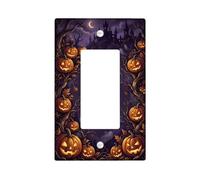 Spooky Haunted Castle Jack-o'-Lantern - Copertura per interruttore della | Immagini del castello infestato, facce di zucche incandescenti, figure fantasma eteree, atmosfera notturna autunnale