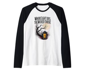 Spooky Haunted House Full Moon Creepy Tree Design Vibes Maglia con Maniche Raglan