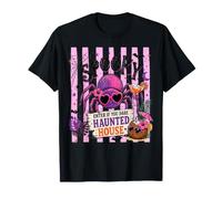 Spooky Haunted House Spider Preppy Stripe Halloween Ragazze Maglietta