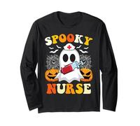 Spooky Infermiera Fantasma Groovy Halloween Carino Allattamento Maglia a Manica
