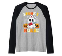 Spooky Infermiera Fantasma Groovy Halloween Carino Allattamento Maglia con Maniche Raglan