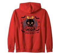 Spooky Mama Halloween Gatto Carino Fiocco Felpa con Cappuccio