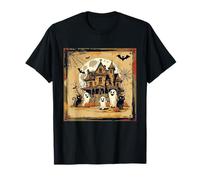 Spooky Mansion Luna Piena Halloween Zucche Ragno Divertimento Spaventoso Maglietta