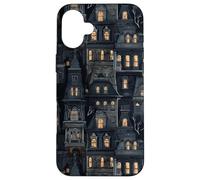 Spooky Mansion Pattern Gothic Victorian Halloween Custodia per iPhone 16 Plus