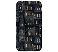 Spooky Mansion Pattern Gothic Victorian Halloween Custodia per iPhone X/XS