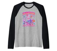 Spooky Mermaid Club Summerween Retro Synthwave Beach Maglia con Maniche Raglan