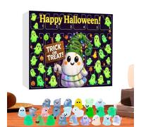 Spooky Mini Avvent Calendar-10.24x7.09 pollici Figurina fantasma 24-giorni Set per Halloween, design bagliore nel buio con un crafting dettagliato, arredamento da tavolo per divertimento stagionale, d