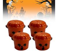 Spooky Mini Boo Bucket Figurines, 3D Printed Mini Halloween Nostalgia Bucket, Retro Boo Buckets Halloween Pumpkin Buckets Decoration, Trick or Treat Event Props for Snack, Home Decoration(Orange C*4)