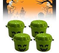 Spooky Mini Boo Bucket Figurines, 3D Printed Mini Halloween Nostalgia Bucket, Retro Boo Buckets Halloween Pumpkin Buckets Decoration, Trick or Treat Event Props for Snack, Home Decoration(Green*4)