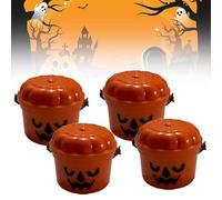 Spooky Mini Boo Bucket Figurines, 3D Printed Mini Halloween Nostalgia Bucket, Retro Boo Buckets Halloween Pumpkin Buckets Decoration, Trick or Treat Event Props for Snack, Home Decoration(Orange B*4)