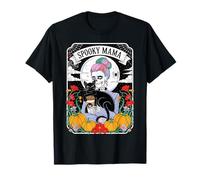 Spooky Mom Skeleton Black Cat Coffee Halloween Pumpkin Maglietta