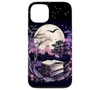 Spooky Moon Haunted Scene Halloween Book Lovers Reader Custodia per iPhone 13