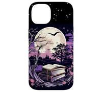 Spooky Moon Haunted Scene Halloween Book Lovers Reader Custodia per iPhone 14