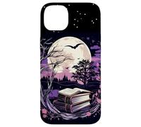 Spooky Moon Haunted Scene Halloween Book Lovers Reader Custodia per iPhone 14 Plus