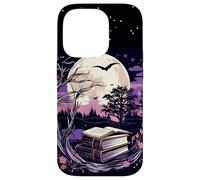 Spooky Moon Haunted Scene Halloween Book Lovers Reader Custodia per iPhone 14 Pro