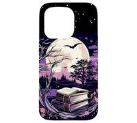 Spooky Moon Haunted Scene Halloween Book Lovers Reader Custodia per iPhone 15 Pro