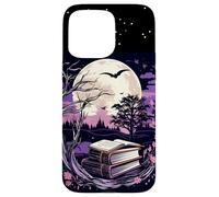 Spooky Moon Haunted Scene Halloween Book Lovers Reader Custodia per iPhone 15 Pro Max