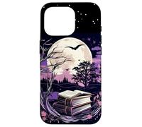 Spooky Moon Haunted Scene Halloween Book Lovers Reader Custodia per iPhone 16 Pro