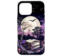 Spooky Moon Haunted Scene Halloween Book Lovers Reader Custodia per iPhone 16 Pro Max