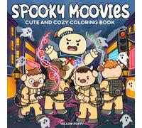 Spooky Moovies: Cute and Cozy Coloring Book for Adults and Teens Celebrating movie-inspired moments and Halloween vibes with 50 hand-drawn designs featuring adorable cow friends for relaxation.