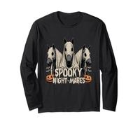 Spooky Night-Mares Cavallo Divertente Halloween Carino Fantasma Cavallo Maglia a Manica