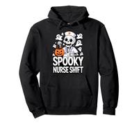 Spooky Nurse Shift Funny Nurses Skeletons Ghost Halloween Felpa con Cappuccio