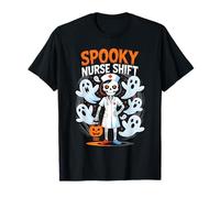 Spooky Nurse Shift Nurse Skeleton Ghost Halloween Maglietta