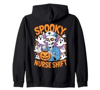 Spooky Nurse Shift Nurses Skeletons Ghosts Halloween Felpa con Cappuccio