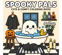 Spooky Pals: Cute & Comfy Halloween Coloring Book for Teens and Adults - 50 Charming Spooky Illustrations for Relaxation and Creative Fun