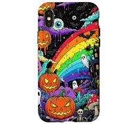 Spooky Psychedelic Halloween Jack-O'-Lantern Art Custodia per iPhone X/XS