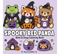 Spooky Red Panda - A Bold & Easy Halloween Book for Kids & Adults: 40 Easy and Magical Coloring Pages for Stress Relief & Relaxation