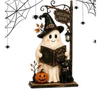 Spooky Retro Halloween Decor Table Sign Handmade Haunted House Block