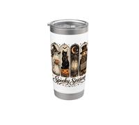 Spooky Season Black Cat Ghost Pumpkin Halloween Bicchiere termico in acciaio inox doppia parete