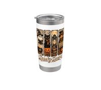 Spooky Season Black Cat Ghost Pumpkin Halloween Bicchiere termico in acciaio inox doppia parete