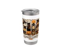 Spooky Season Black Cat Ghost Pumpkin Halloween Bicchiere termico in acciaio inox doppia parete