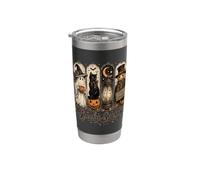 Spooky Season Black Cat Ghost Pumpkin Halloween Bicchiere termico in acciaio inox doppia parete