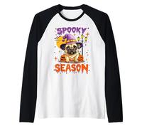 Spooky Season Pug Halloween Amante dei Cani Divertente Spooky Pug Maglia con Maniche Raglan