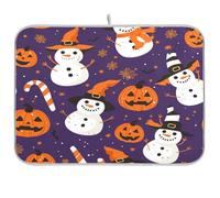 Spooky Season Pupazzo di neve Halloween asciugatura piatto mat cucina controsoffitto stuoia scolapiatti panno asciugatrice tappetino da cucina extra large stuoia di asciugatura per piatti 18 x 24