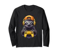 Spooky Season Zombie Sloth Gamer Video Gaming Boys Kids Maglia a Manica