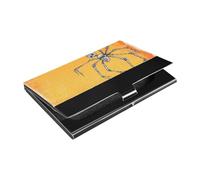Spooky Skeleton Insect Bone Orange Halloween Slim piccolo porta biglietti da visita con porta carte in pelle e acciaio inossidabile per proteggere le tue carte