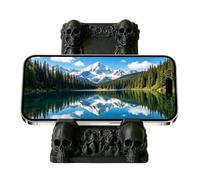 Spooky Skull Cell Phone Holder - Vintage Black Desk Stand For Office