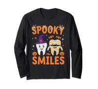 Spooky Smiles Carino Halloween Dente Design Maglia a Manica