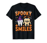 Spooky Smiles Carino Halloween Dente Design Maglietta