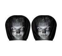 Spooky Smiling Car Headrest Cover Set - 2 Pcs Soft Universal Auto Cases