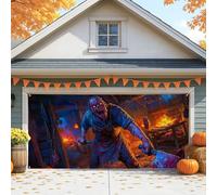 Spooky Spaventapasseri copertura per porta del garage, grande decorazione di Halloween per esterni e interni, perfetta per feste autunnali e temi della casa infestata, 400 x 180 cm