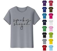 Spooky Stagione Donne Halloween Camicie Divertente Fantasma T-shirt Plus Size Costumi di Halloween Top Manica Corta Girocollo Camicetta Pullover Spaventoso Festival Outfits Abbigliamento, Viola scuro