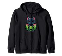 Spooky Summer Watermelon Jack O Lantern Kawaii Cat Felpa con Cappuccio