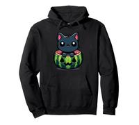 Spooky Summer Watermelon Jack O Lantern Kawaii Cat Felpa con Cappuccio